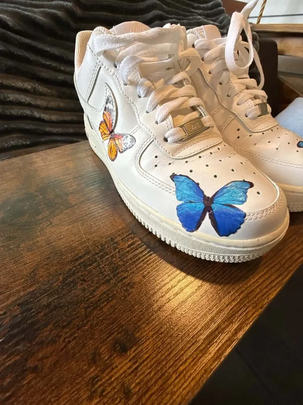 Nike Air Force 1 Low Custom Hand Painted Butterfly White Sneakers